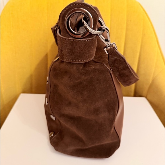 Hammitt Belted Bryant Large Brown Suede Gunmetal Rivets - Picture 3 of 8